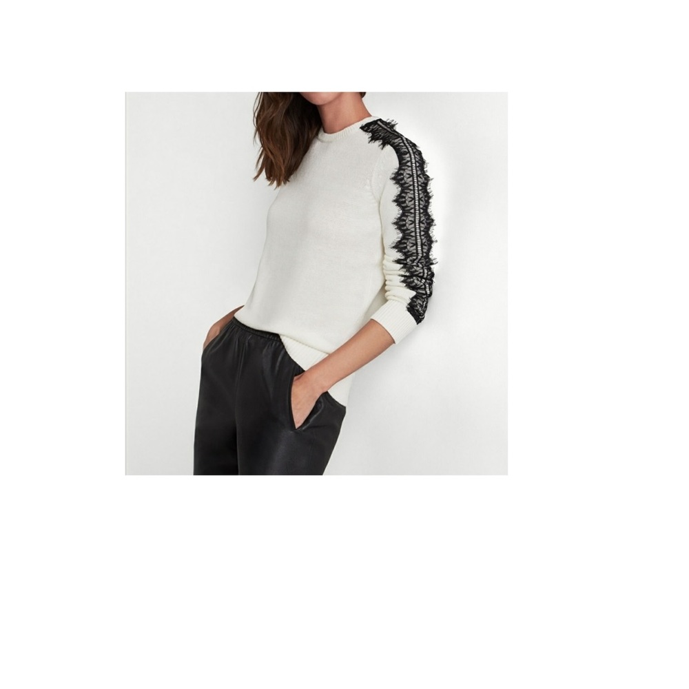 BCBGMaxAzria  Lace Sleeved Sweater